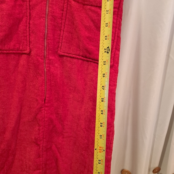 Vintage Gertrude Davenport New York Small Red Terry Cloth Robe Dress w/Pockets - Picture 3 of 16